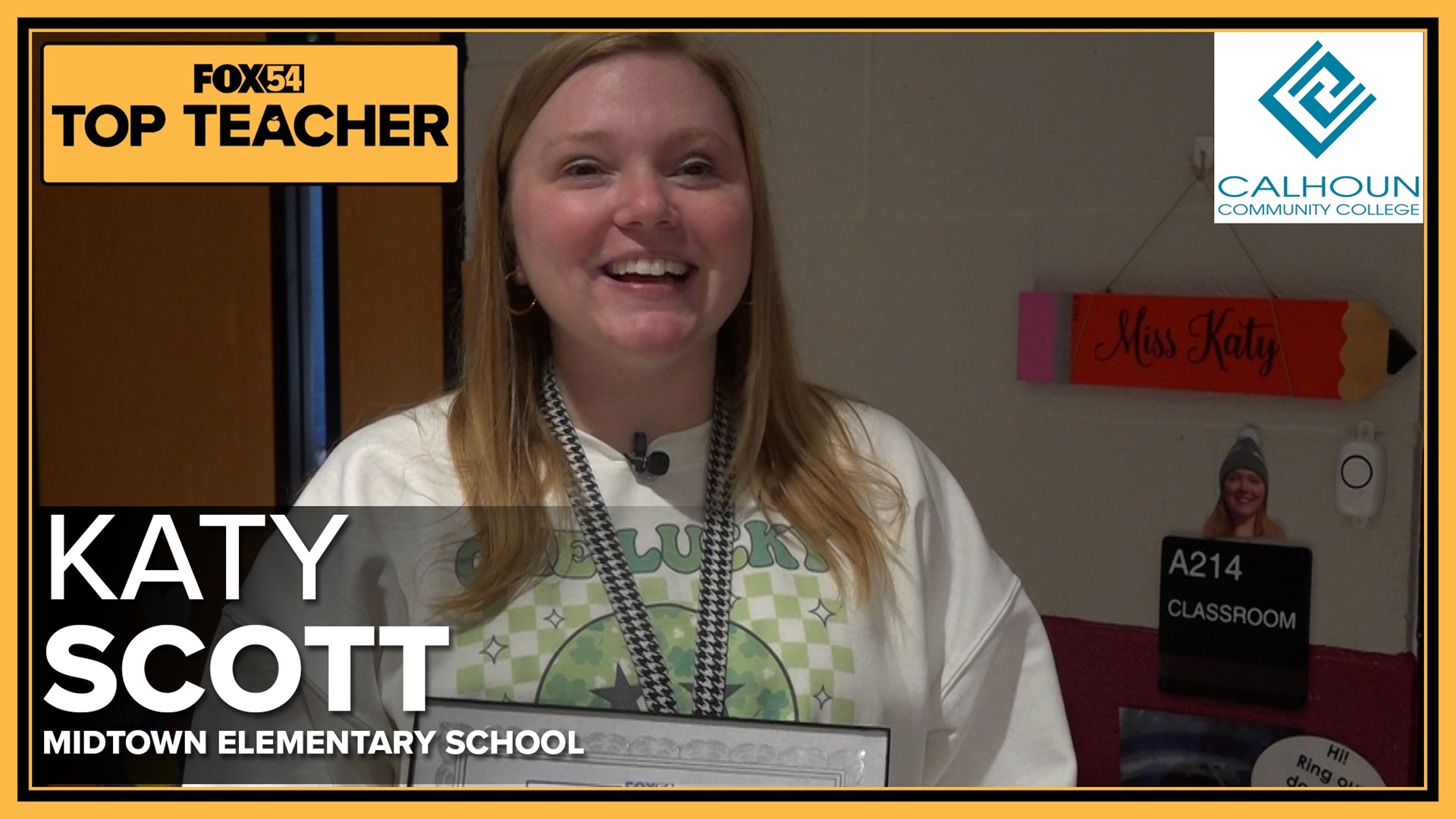 FOX54 Top Teacher Katy Scott is surprised!
