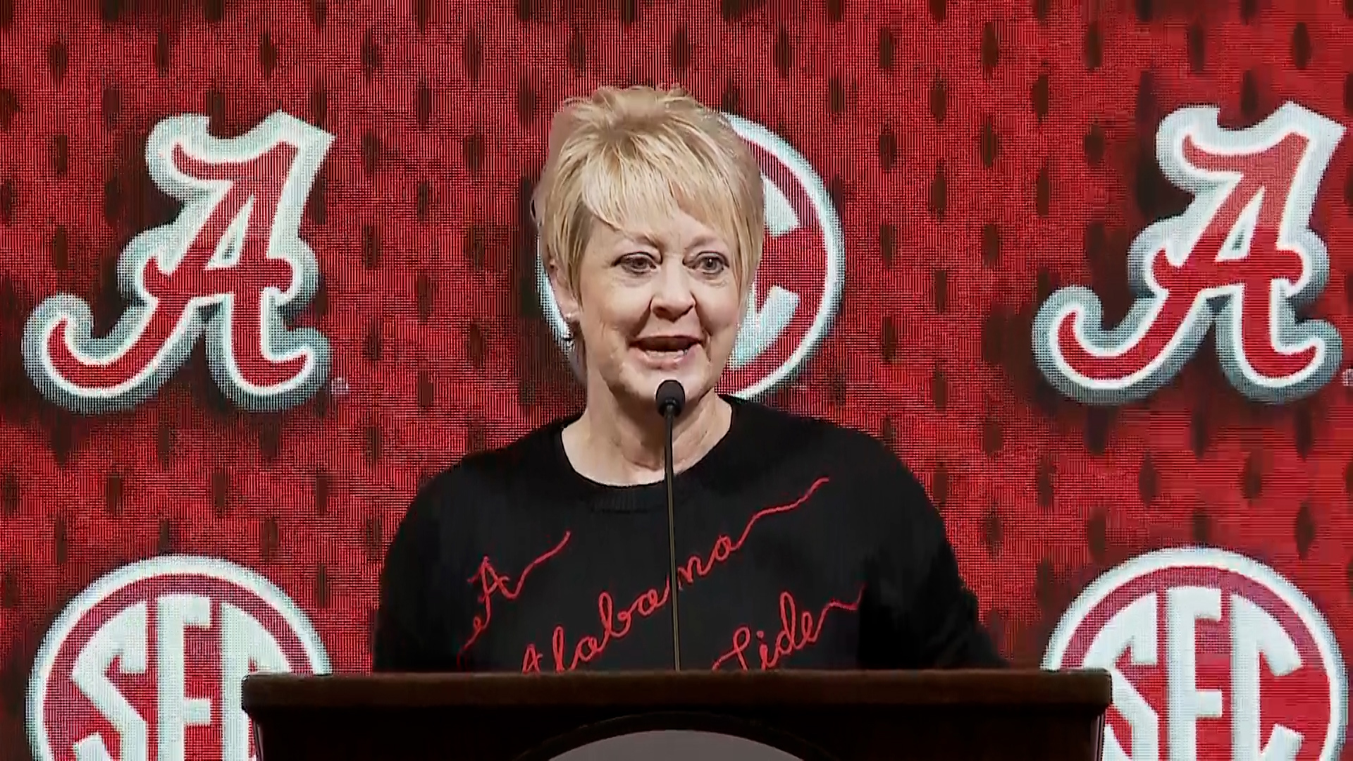 Alabama women's coach Kristy Curry spoke to members of the media on Wednesday at the 2025 SEC Basketball Tipoff