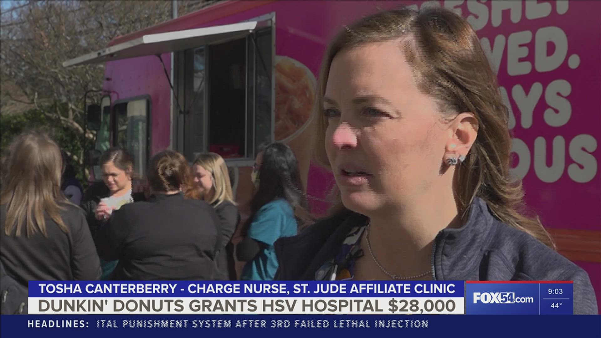 Dunkin Donuts 'Joy in Childhood Foundation' gave a 28-thousand-dollar grant to the Huntsville Hospital for Women and Children.