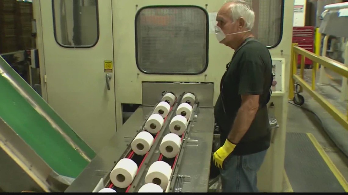 Toilet paper factory hard at work