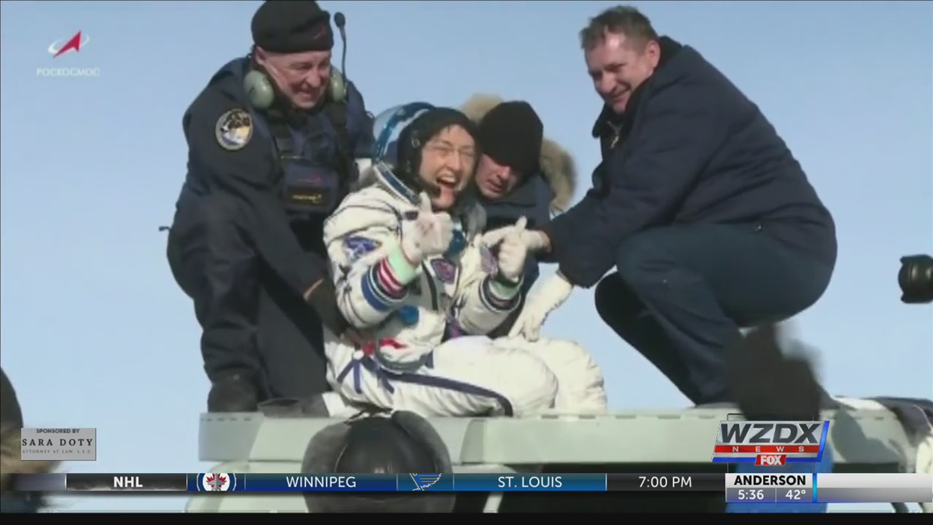 You are looking at the Soyuz capsule returning to Earth with an astronaut and two crewmates in Kazahkstan today. Among the crew that landed was Christina Koch, who spent nearly 11 months in orbit.