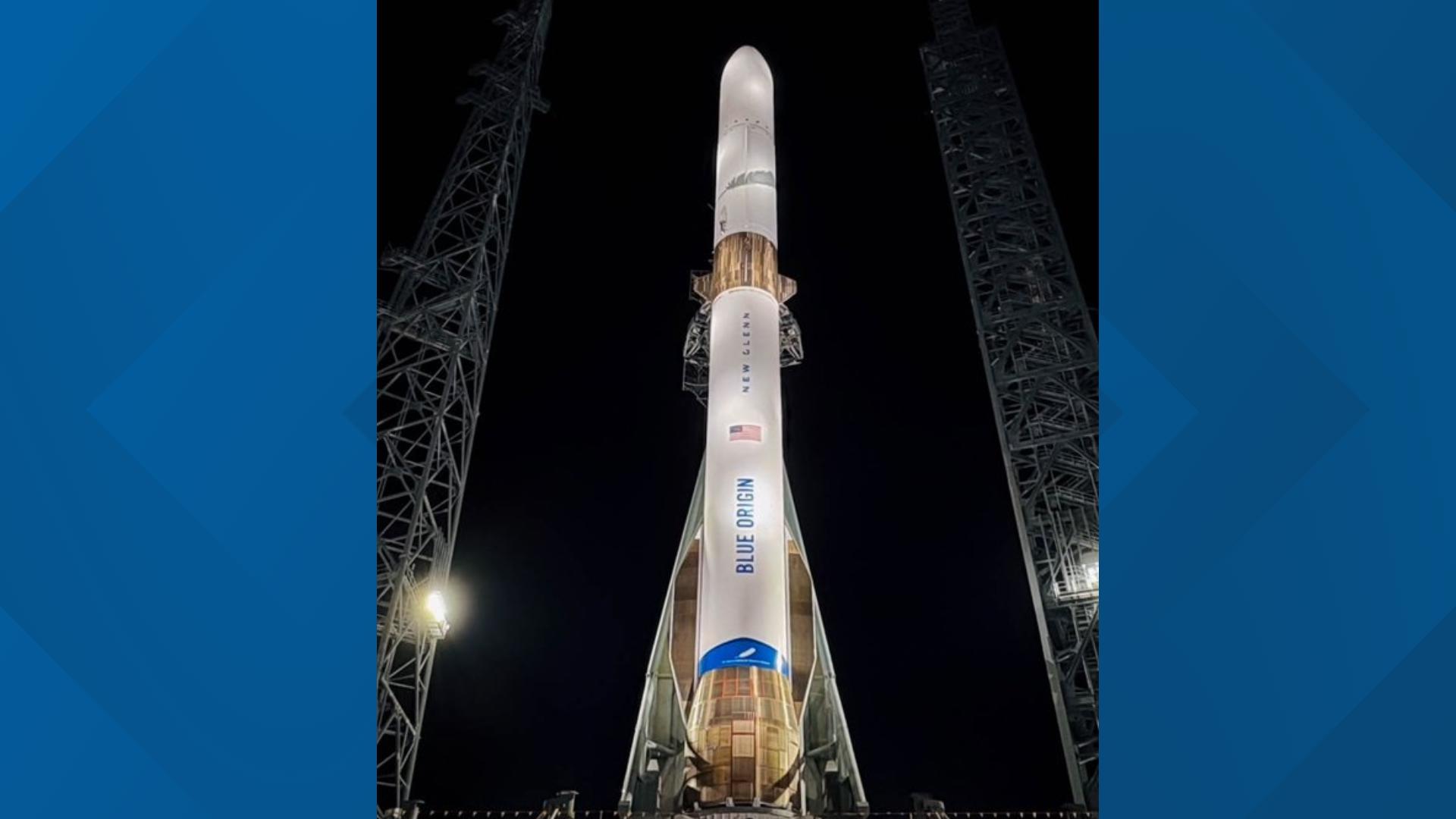 Blue Origin lifts New Glenn rocket into vertical position for the first ...