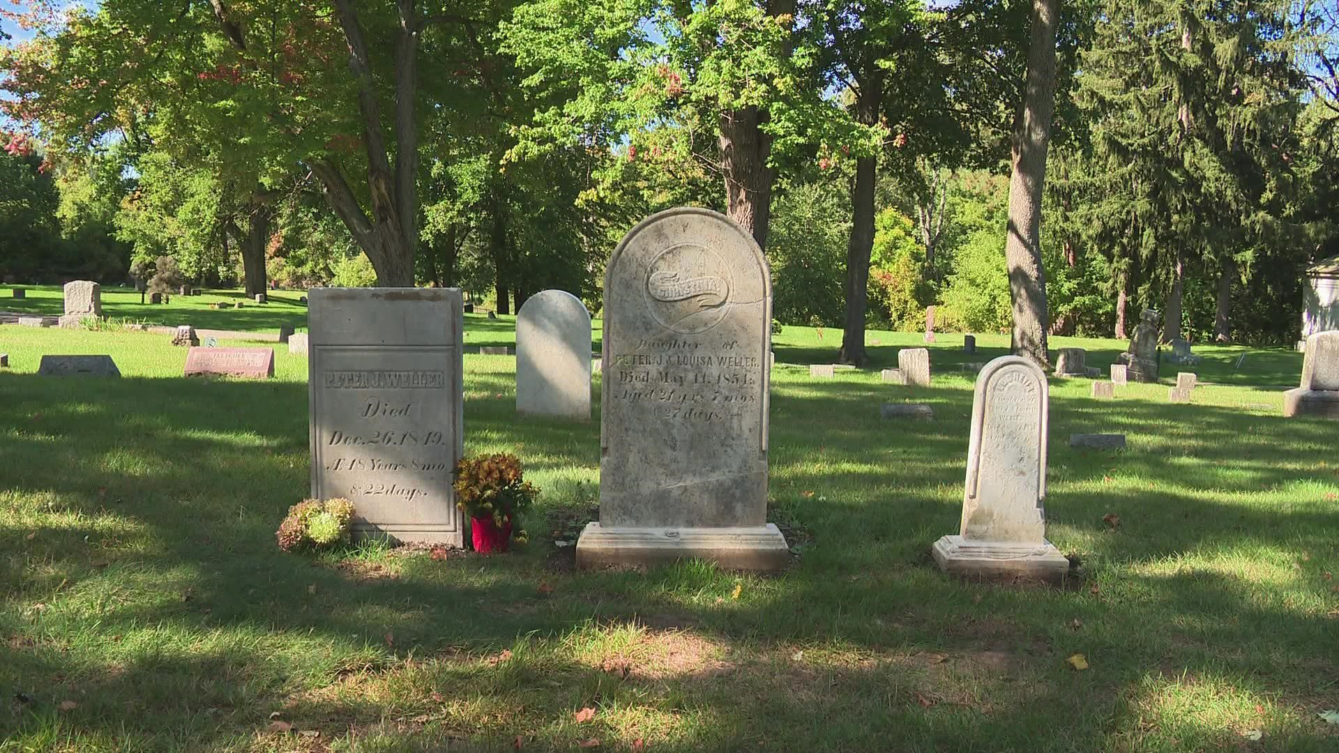 Peter Weller's gravestone mysteriously disappeared in transit to a Lansing cemetery in 1875. It reappeared 146 years later with fudge stains on the back.