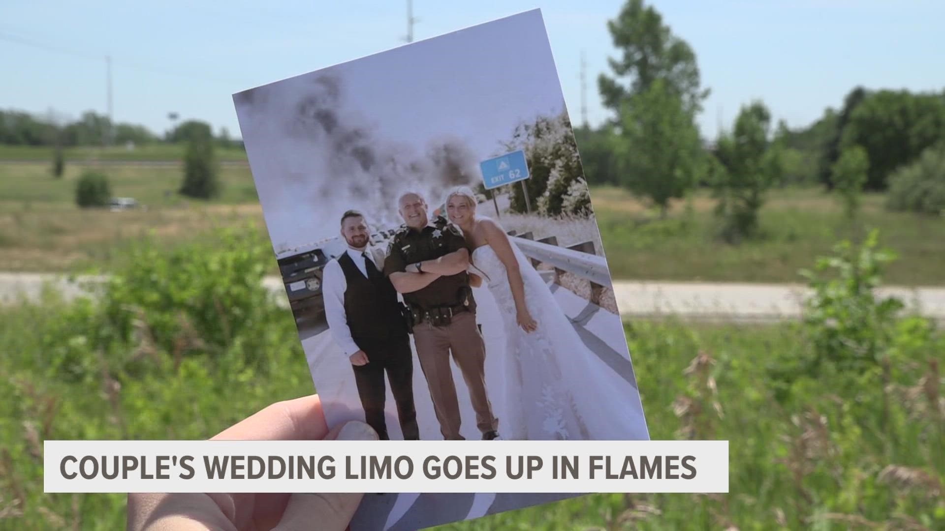 Isabel and Brendan Kiel's limo began to smoke en route to their reception. Everyone made it out safely, and the bridal party is left with memories for a lifetime.
