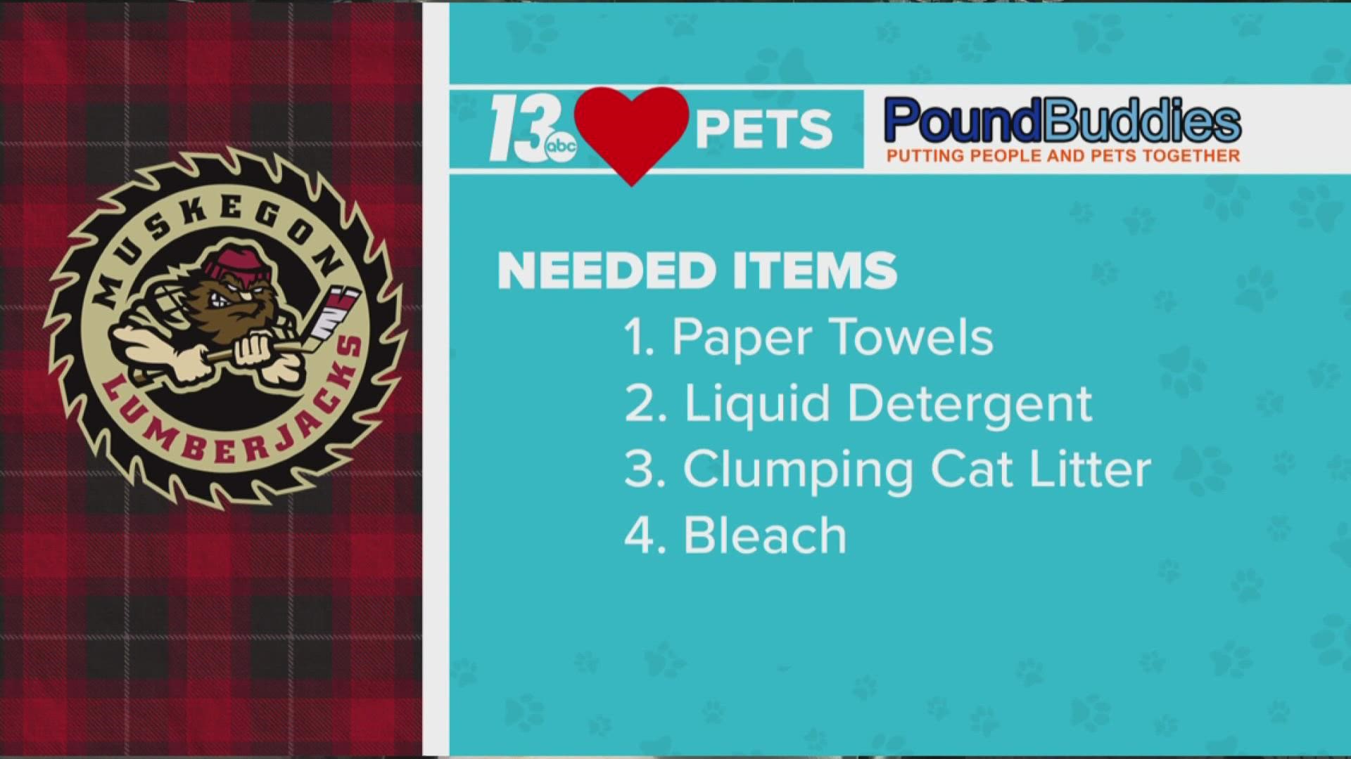 If you donate needed items to Pound Buddies at the Muskegon Lumberjacks game, you could win upgraded Jack's Club tickets to another game.